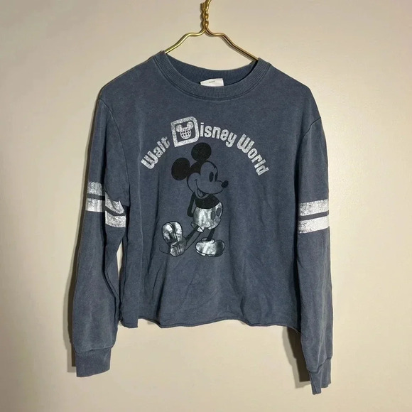 Disney Parks Blue Vintage Style Mickey Crop L/S Size S - Picture 1 of 6